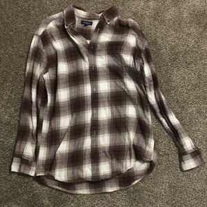 Croft & Barrow Men's Plaid Shirt - Burgundy and White